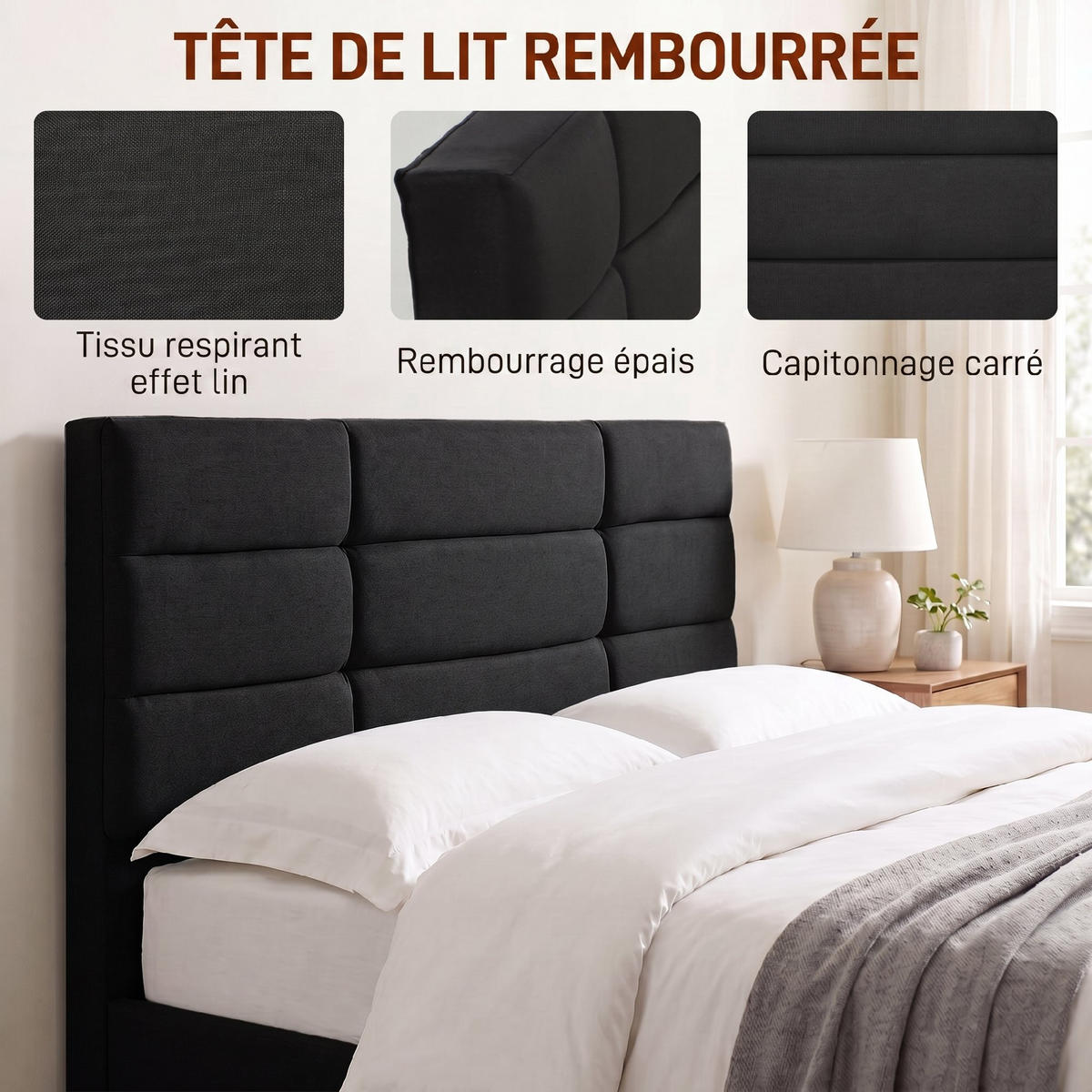 BETT Schwarz 207/141/86 cm - Schwarz, Holz - PANGIVO