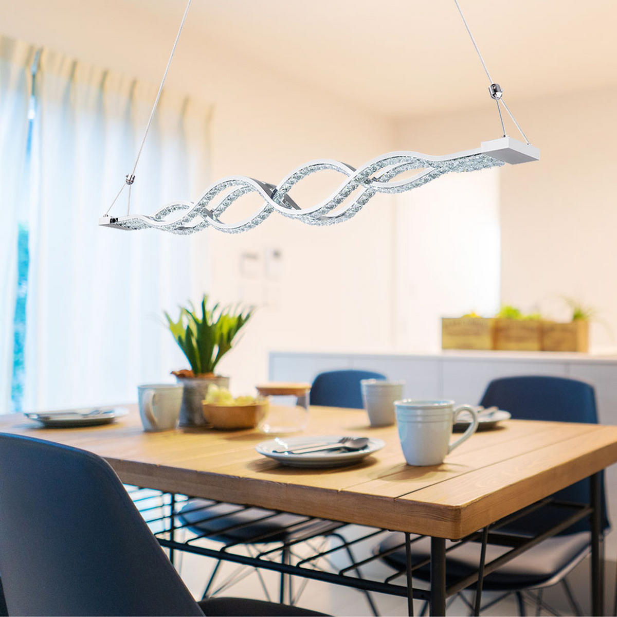 LED HÄNGELEUCHTE Chrom Silber - Silberfarben, Glas (95/7/110cm) - Globo Lighting