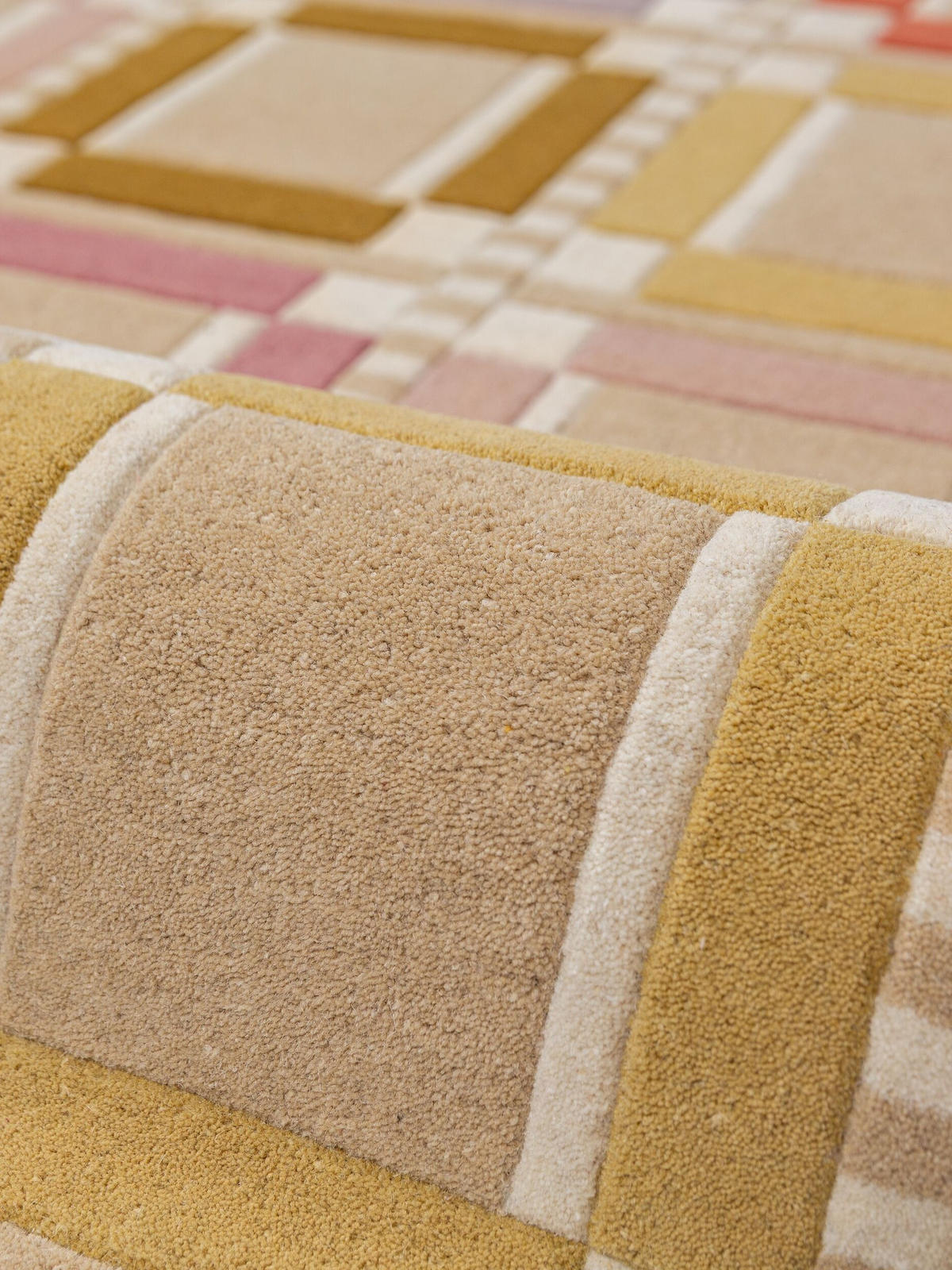 TEPPICH aus Wolle, handgetuftet, ORRIN, in Multicolor-Pastell, Fensterkaro-Raster, 140 x 200 cm - Multicolor, Textil (140/200cm) - KADIMA DESIGN