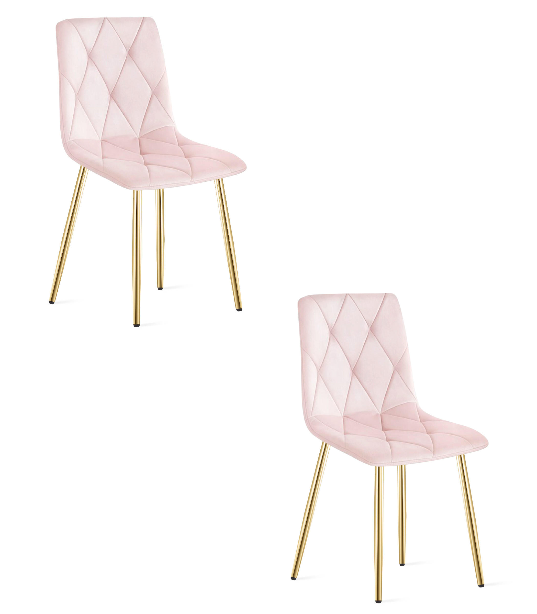 ESSZIMMERSTUHL 2-er Set TYRA hellrosa Sitz, goldene Beine - Hellrosa/Goldfarben, Textil (44.5/87/54.5cm) - Valora