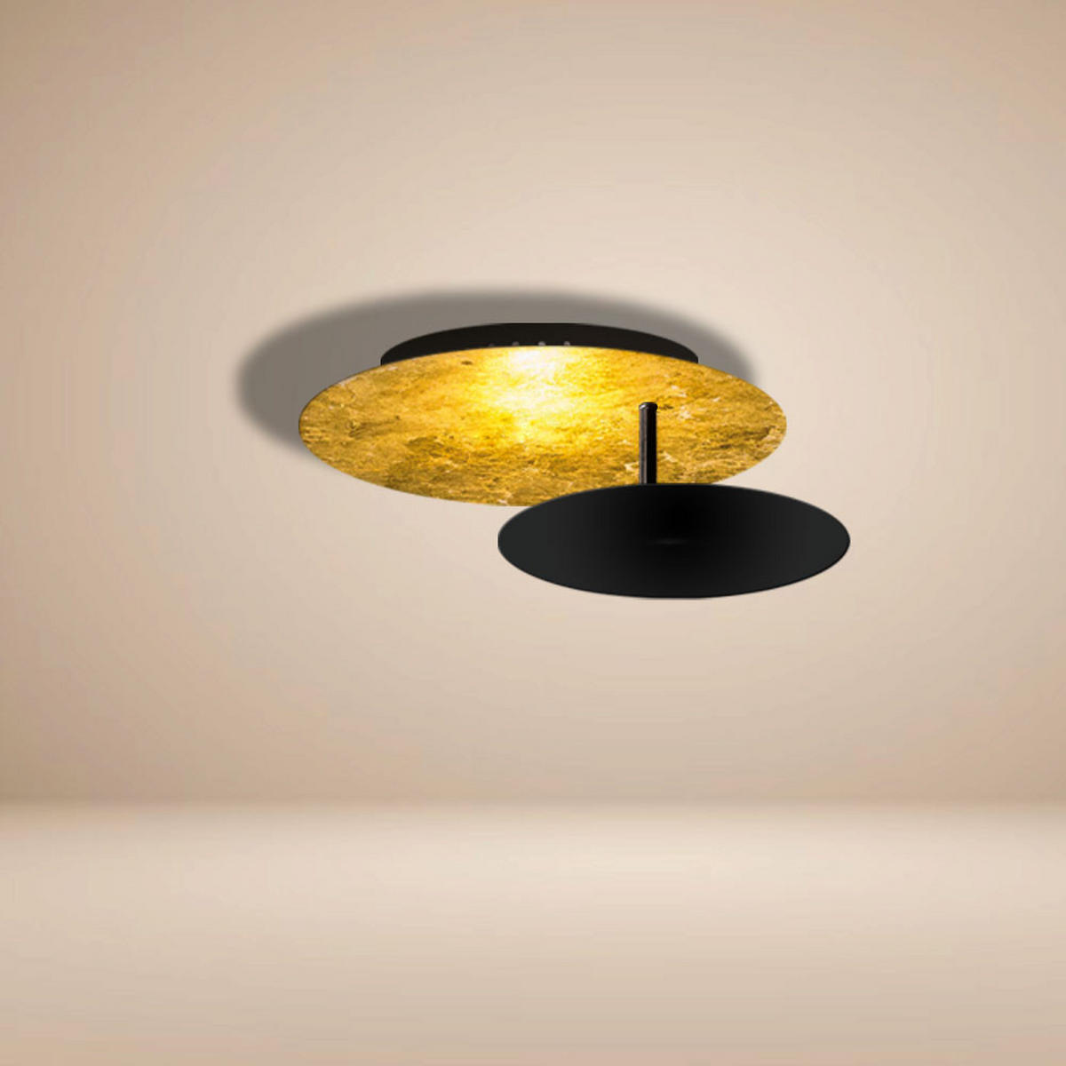 LED-WAND-/DECKENLAMPE Plate Blattgold Ø 30cm - Goldfarben, Metall (30/30/10cm) - s.luce