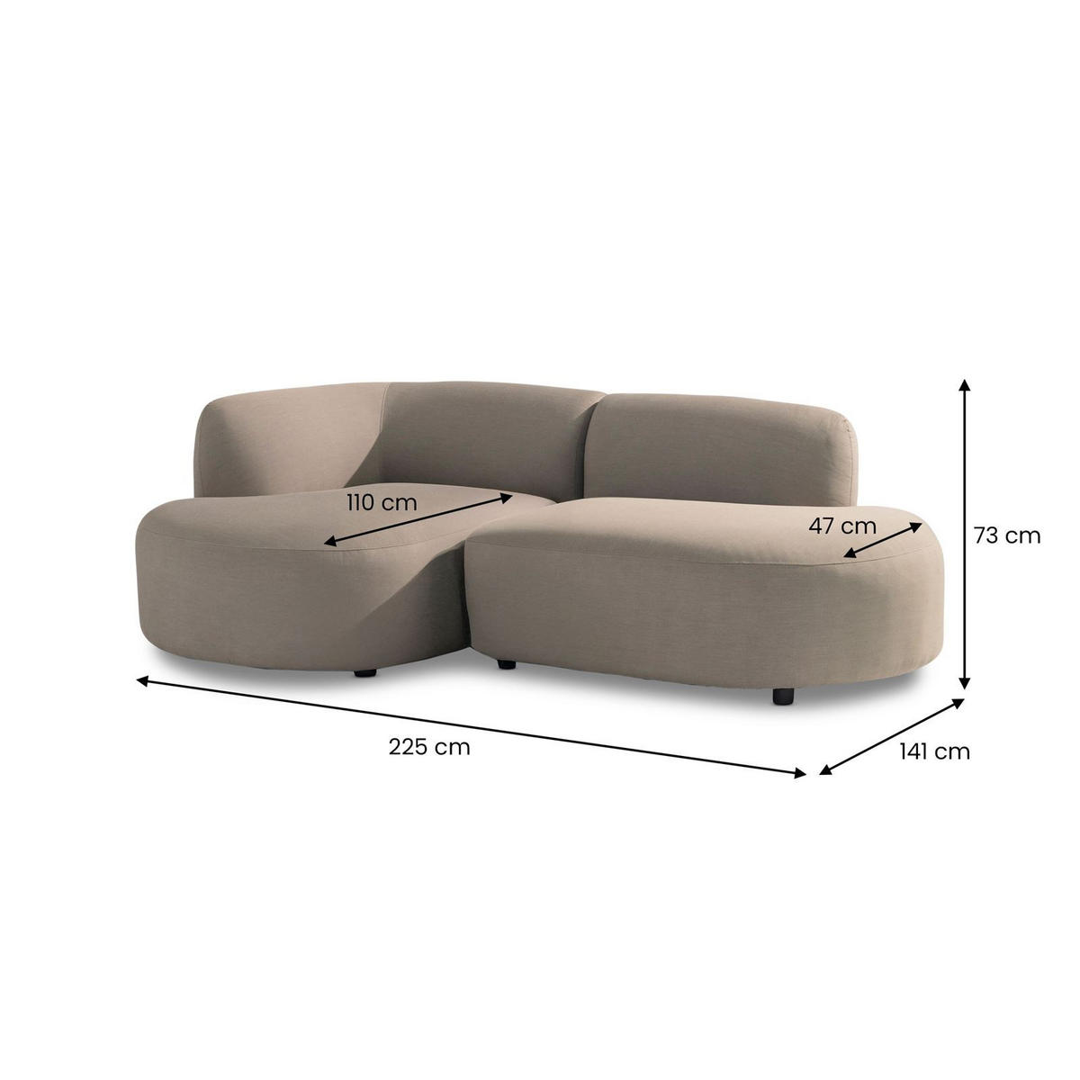 GARTENSOFA SORRENTO - Beige, Kunststoff (225/73/141cm) - IDIMEX