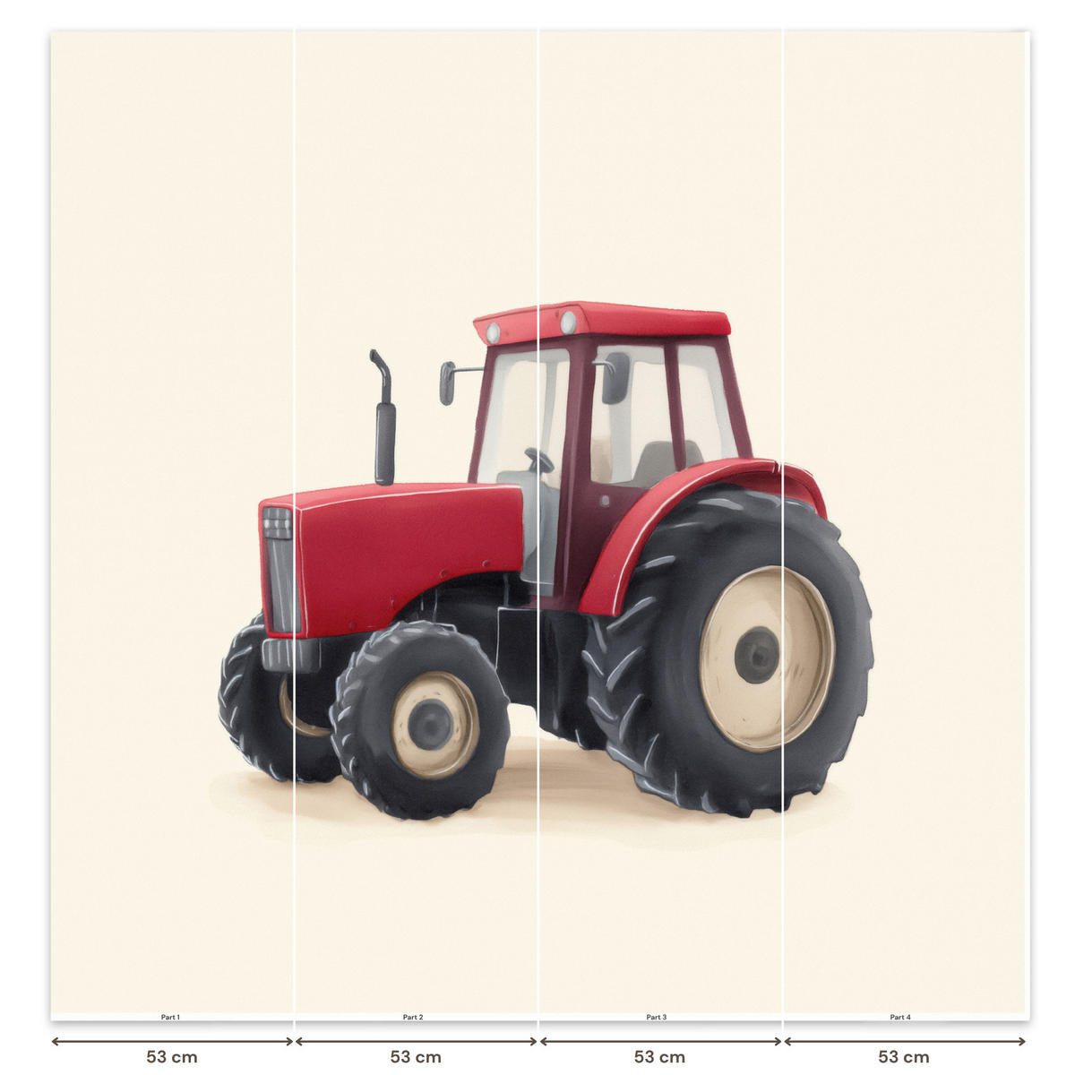 KINDERTAPETE - Traktor - Minimalistisch - Illustration - Rot - 200x220 cm - Rot, Papier (200/220cm) - OnlyWow