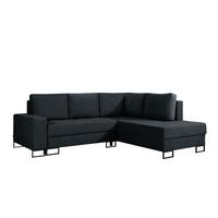 ECKSOFA mit Schlaffunktion Rechts Schwarz Chenille - 245x200 cm - Trevi - Schwarz, Holzwerkstoff/Textil (245/200cm) - Ravio