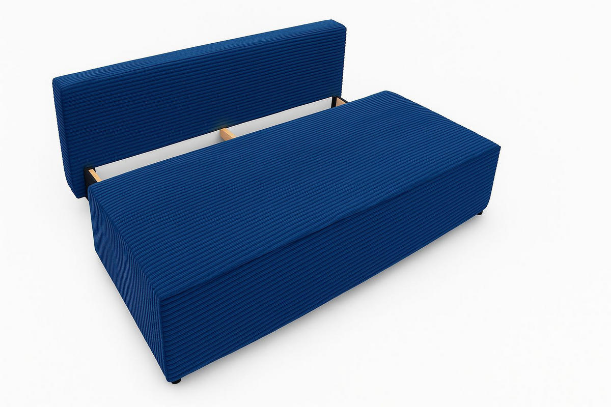 SCHLAFSOFA mit Bettkasten DUO, Stoff Velo, Blau - Blau, Holz (198/89/90cm) - Kaiser Möbel