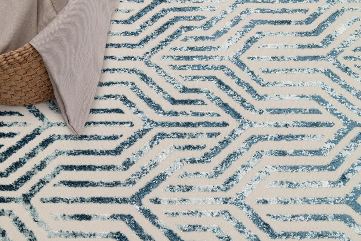TEPPICH CRYSTAL Creme Blau 200/300 cm - Blau/Creme, Textil (200/300cm) - Tapiso