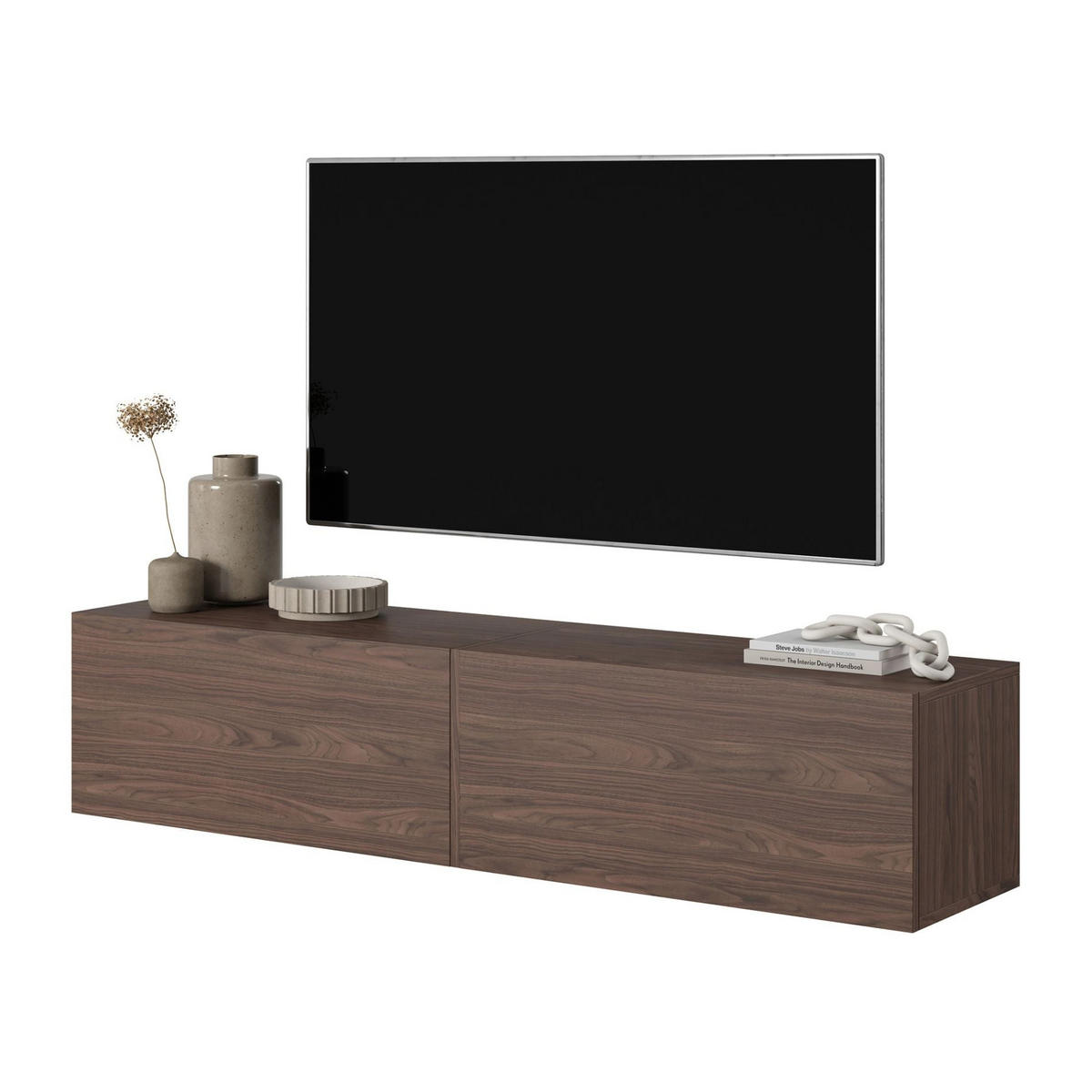TV stolek BISIRA ořech 140 cm - tmavě hnědá, kompozitní dřevo (140/30/31.6cm) - Selsey