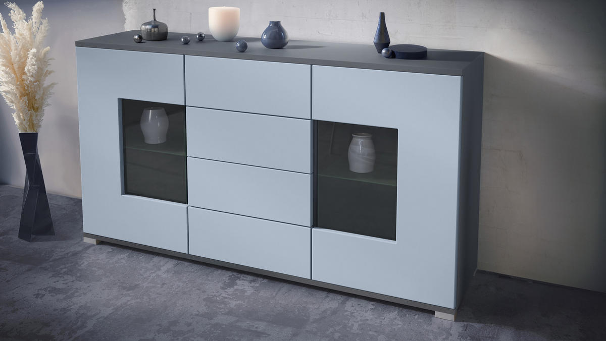 SIDEBOARD Grömitz Denim matt - Pastellblau, Holzwerkstoff (138.5/75.5/35cm) - Vladon