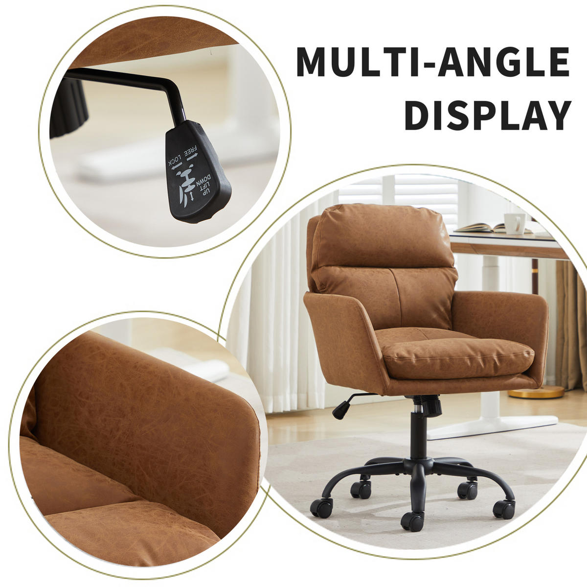 BÜROSTUHL höhenverstellbar PU Braun - Braun, Kunststoff (60.5/102/71.58cm) - Meubliv