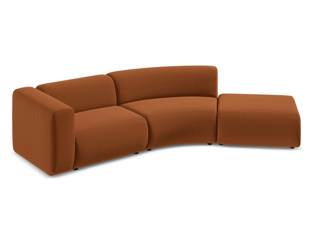 4-SITZER-SOFA Samt Stoff Orange - Terra cotta/Schwarz, Kunststoff/Textil (335/70/166cm) - Makamii
