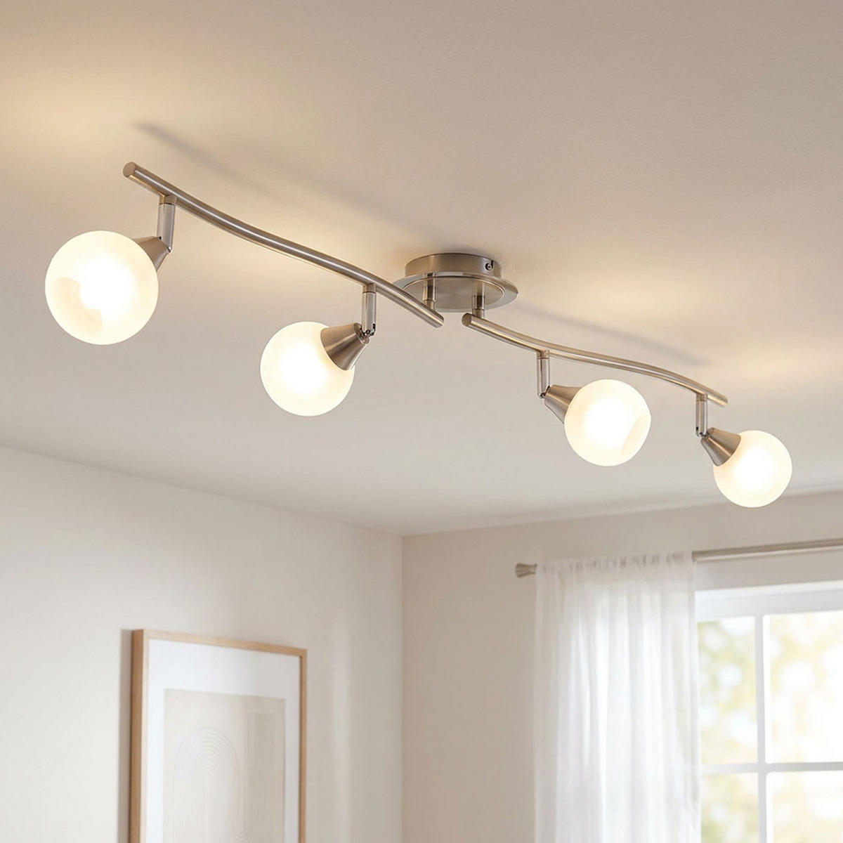LED DECKENLEUCHTE Metall Silber - Silberfarben, Metall (90/19/19cm) - Globo Lighting