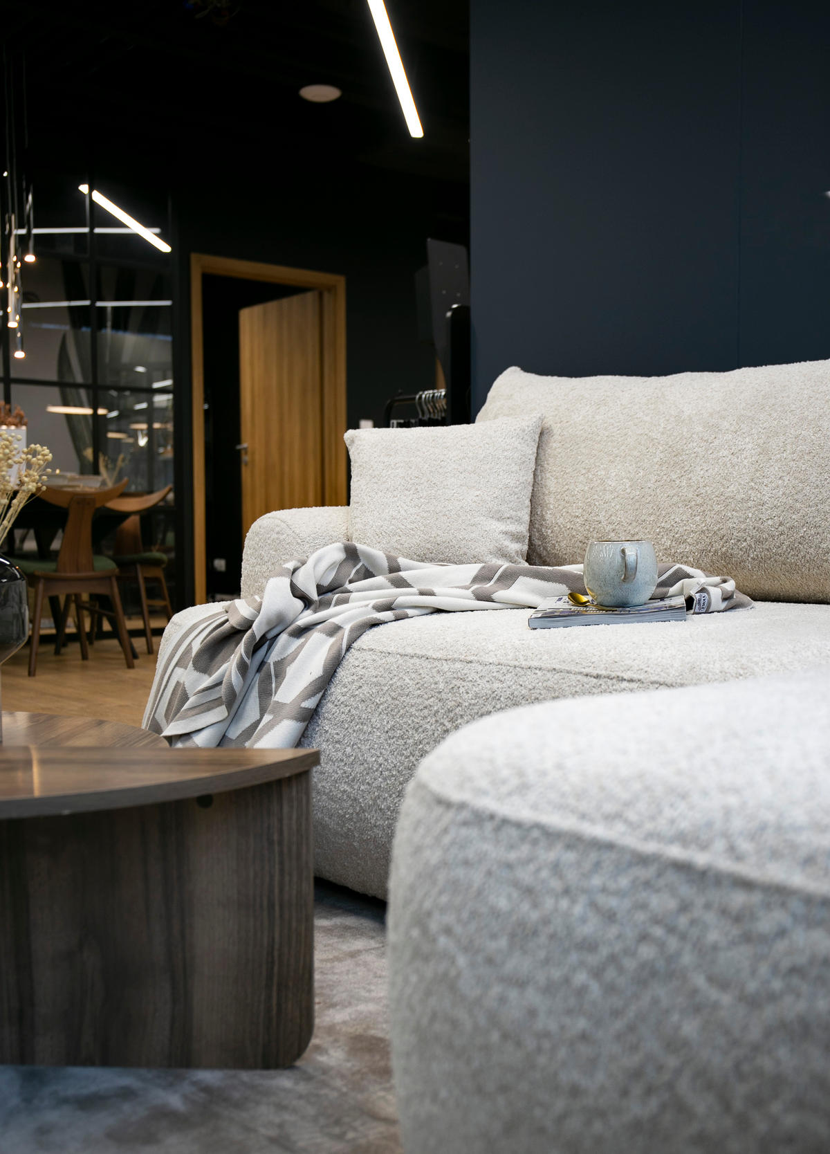 ECKSOFA Ovo Beige Boucle - Beige/Schwarz, Kunststoff/Textil (260/165cm) - Selsey