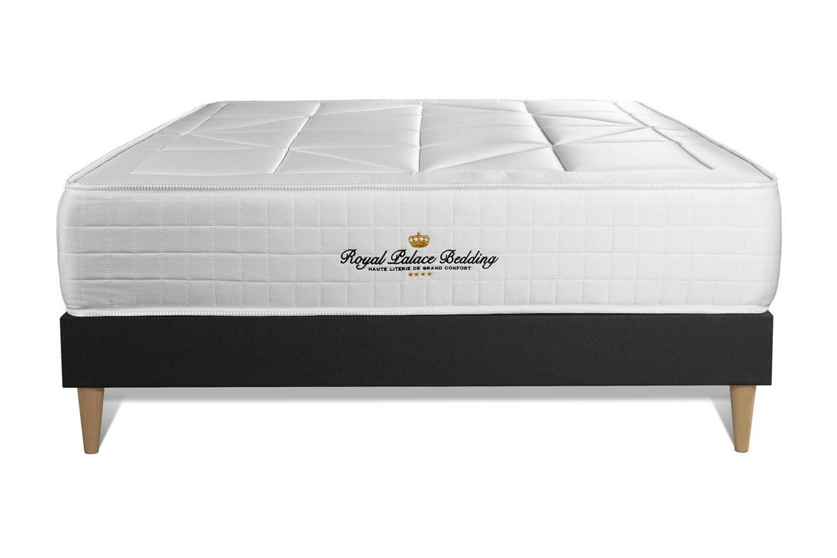 BETT Windsor Taschenfederkern und Memory-Schaum 180 x 220 cm h1 - Kit Bettgestell Schwarz - Beige/Schwarz, Karton/Holz (180/220cm) - ROYAL PALACE BEDDING