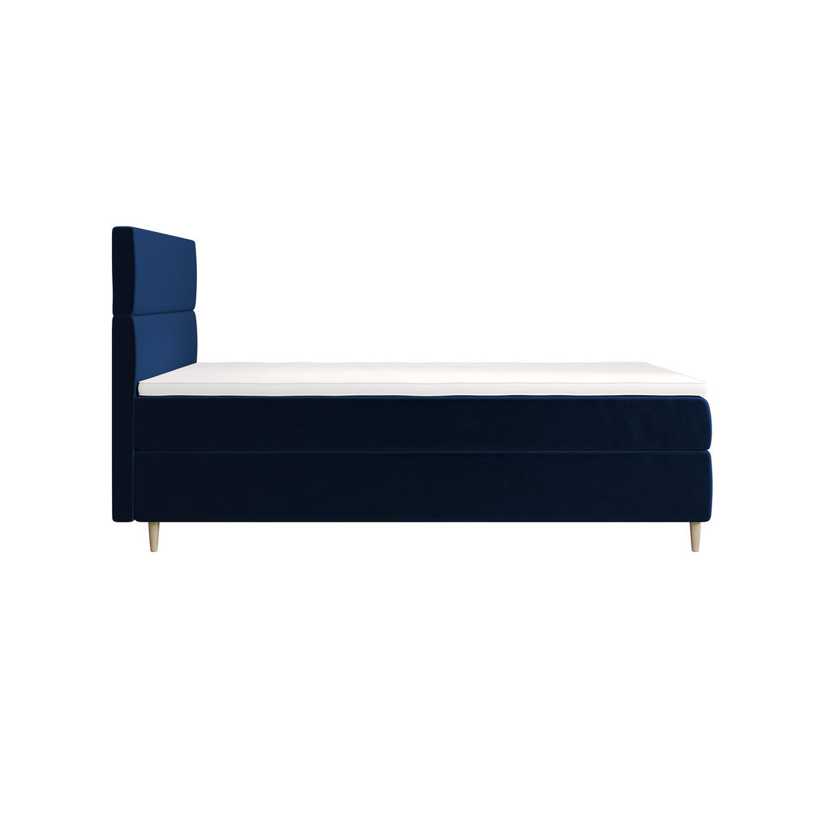 BOXBETT FLO 100x200 Itaka 11, mit Matratze H3, Bonell und Topper, Dunkelblau - Dunkelblau, Holz/Textil (100/200cm) - Bedante