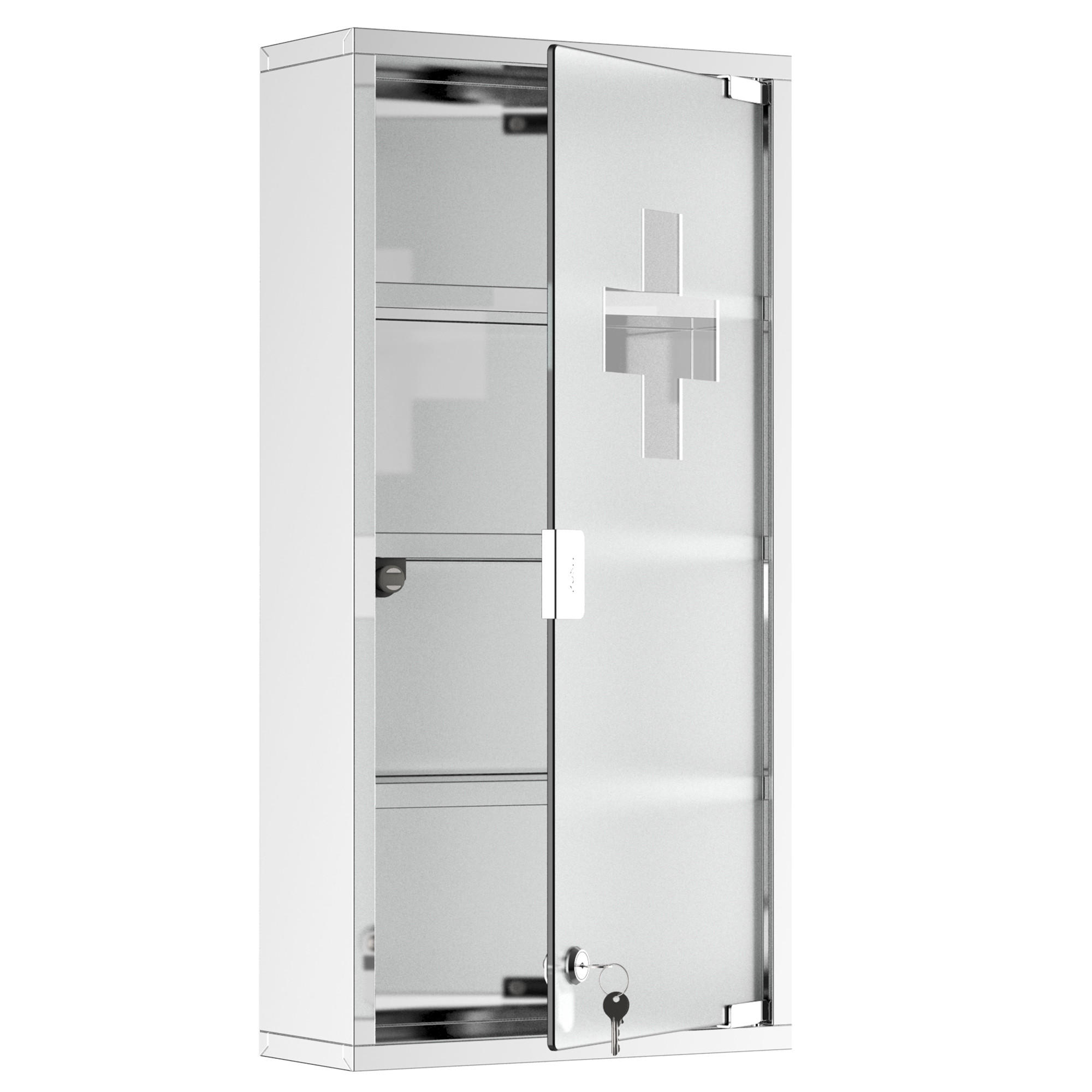 MEDIZINSCHRANK, Erste Hilfe, mit Schloss, Edelstahl, 30 x 12 x 60 cm - Silberfarben, Glas (12/60/30cm) - HOMCOM