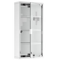 MEDIZINSCHRANK, Erste Hilfe, mit Schloss, Edelstahl, 30 x 12 x 60 cm - Silberfarben, Glas (12/60/30cm) - HOMCOM
