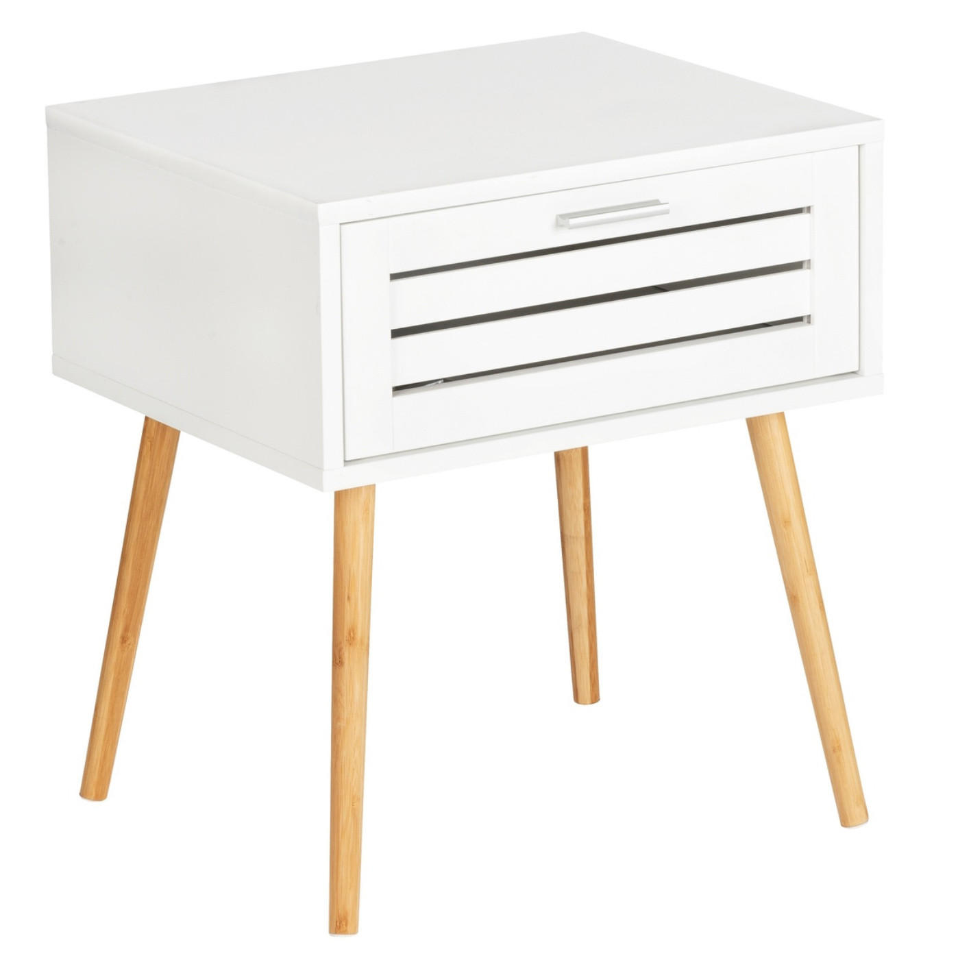 MINI-KOMMODE Beistelltisch mit Schublade Finja 38/45/50 cm - Weiß, Naturmaterialien (45/50/38cm) - Wenko