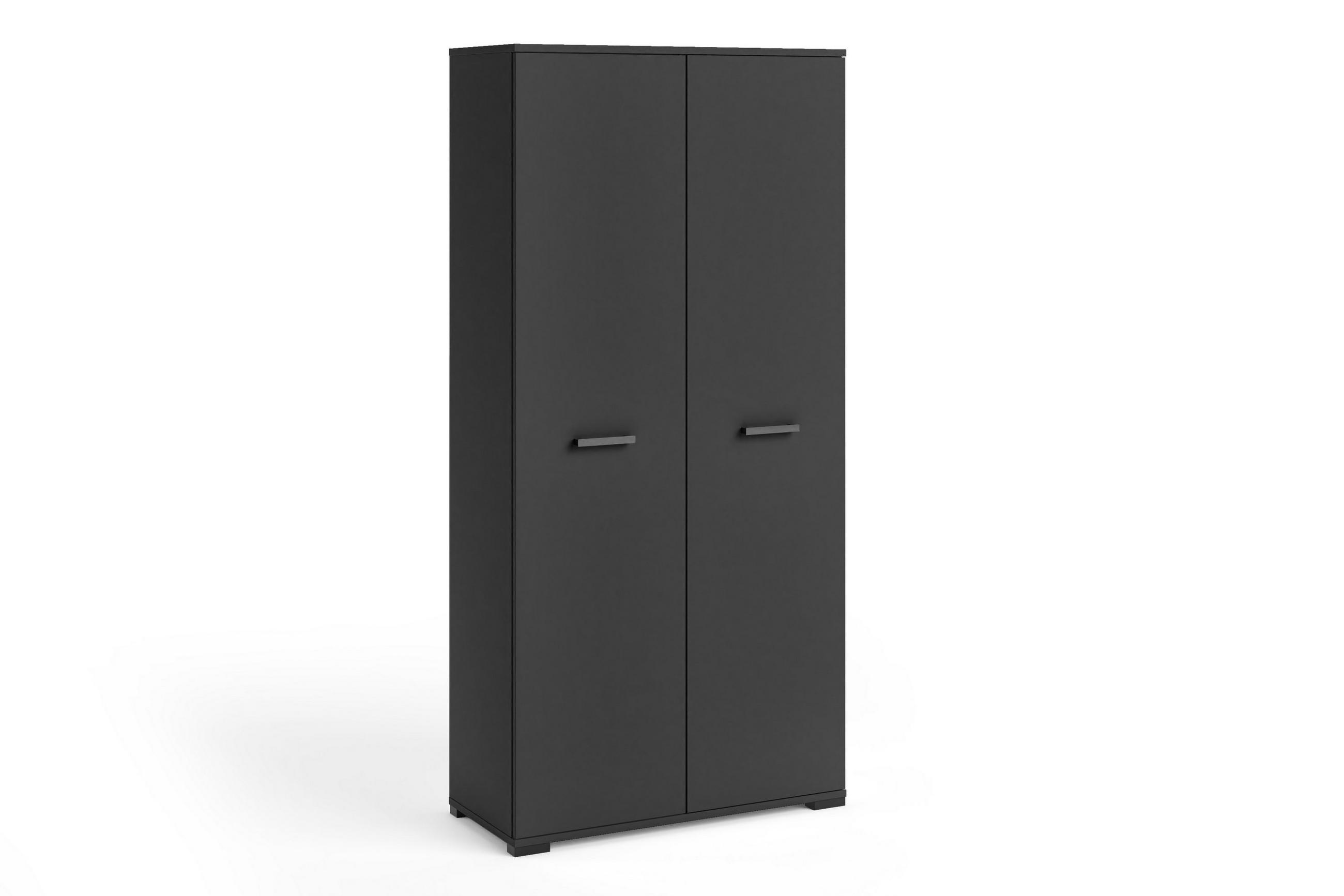 DREHTÜRENSCHRANK ALBANO 90/186/56cm 2-türig Schwarz - Schwarz, Holzwerkstoff (90/186/56cm) - MASSENO