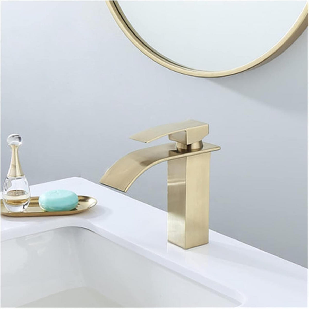 BADEZIMMERARMATUR, 17,5 x 15,5 cm, gold - Goldfarben, Metall (28/8/18cm) - Vallsero