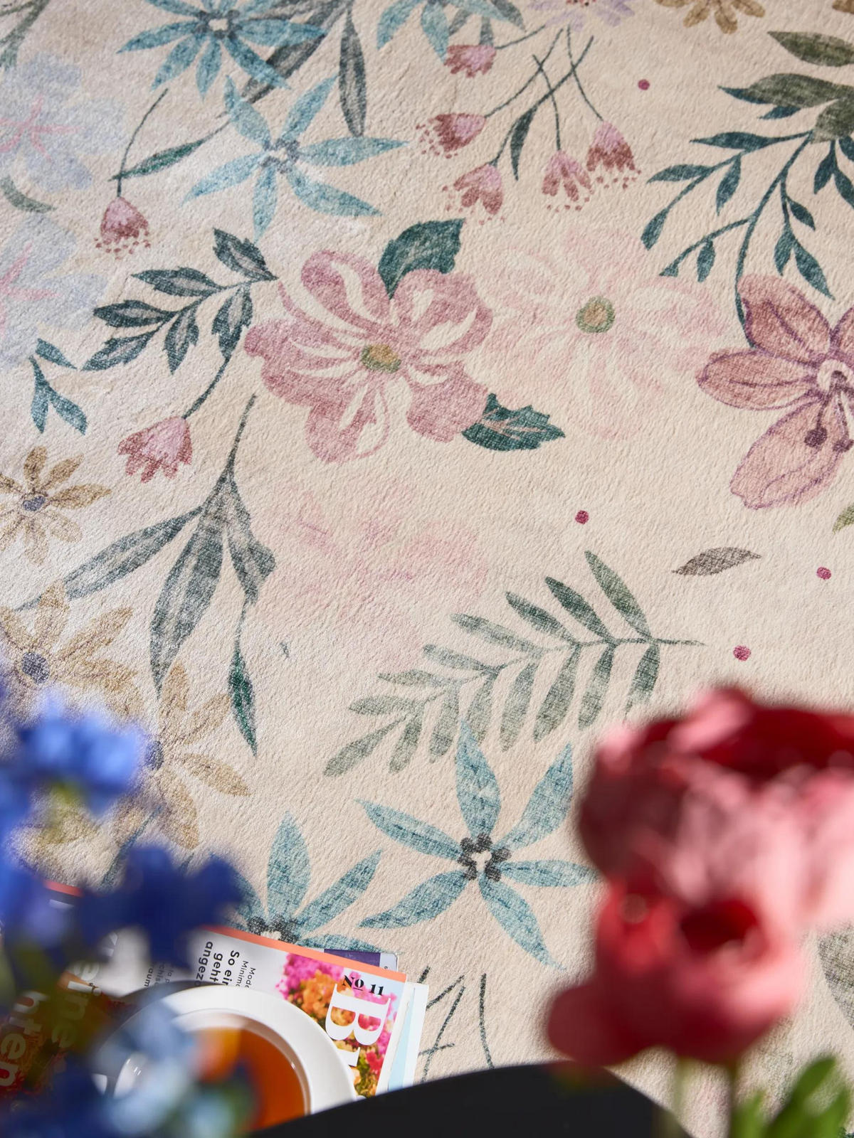 TEPPICH Milly waschbar Multicolor/Weiß ø 160 cm rund - Multicolor/Weiß, Kunststoff/Textil (160/160cm) - benuta