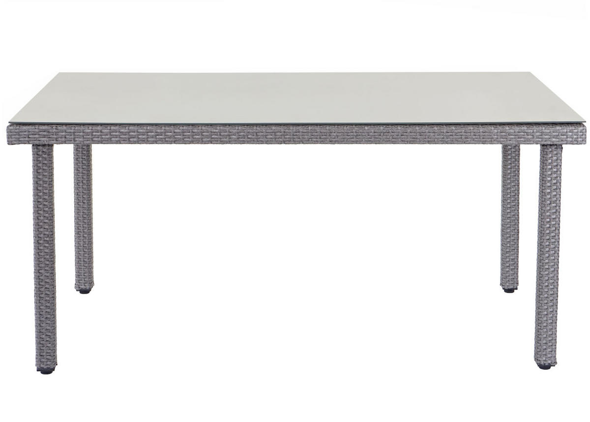 POLY-RATTAN-GARNITUR Grau, Cremeweiß - Weiß/Grau, Kunststoff - MCW