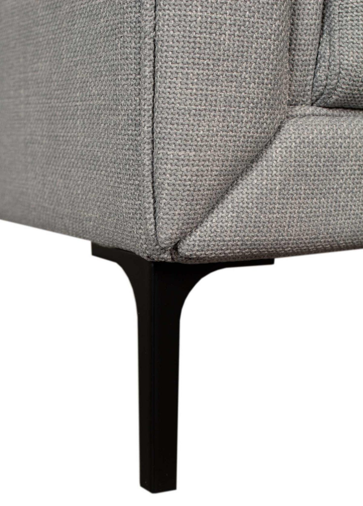 SOFA Troia 3-Sitzer Chesterfield-Details - Hellgrau/Schwarz, Textil/Metall (205/74/85cm) - Mr. Deko