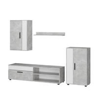 WOHNWAND Berno Beton/Weiß set, 4 Teile - Weiß/Grau, Holzwerkstoff (78/8/17.1cm) - Vicco