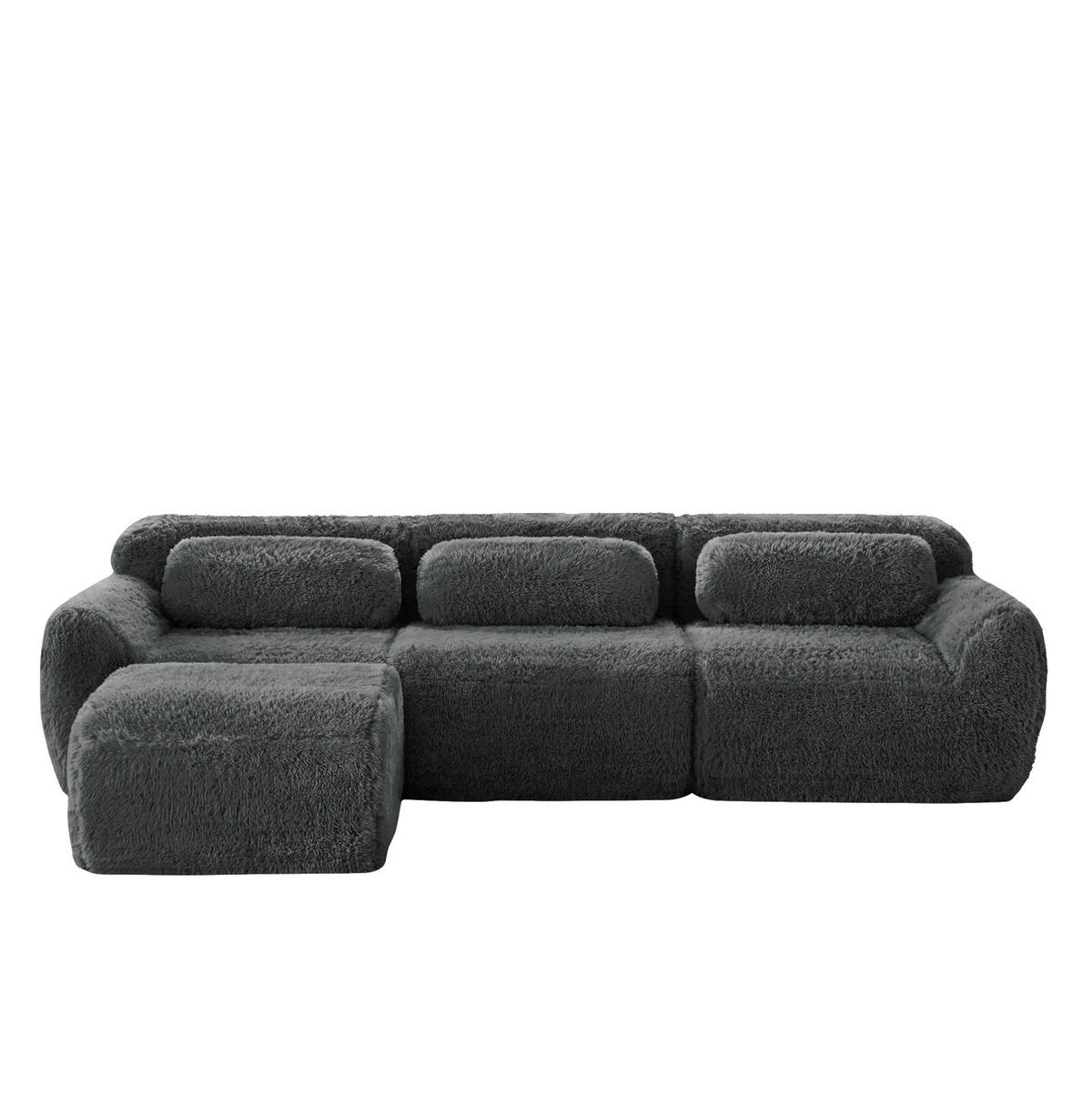 ECKSOFA modular in L-Form Plüsch Grau - Grau, Kunststoff (179/291.2cm) - Meubliv