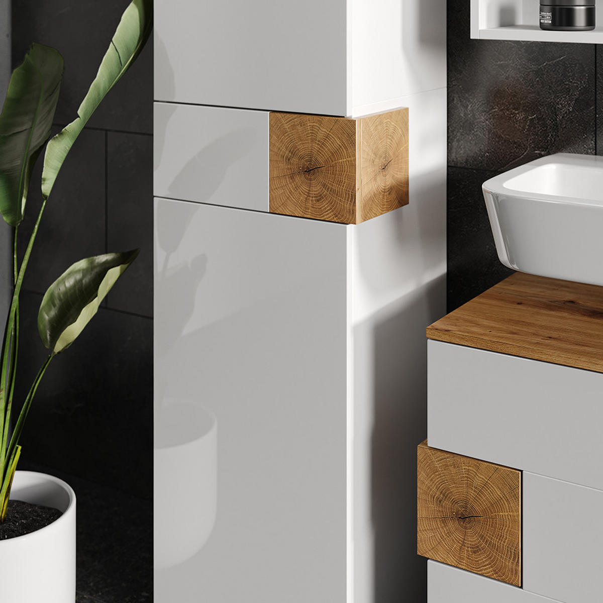 BADSCHRANK Eden Weiß 40 x 184.2 cm mit 2 Türen und Schublade - Weiß/Eiche Artisan, Holzwerkstoff (40/184.2/37cm) - Vicco