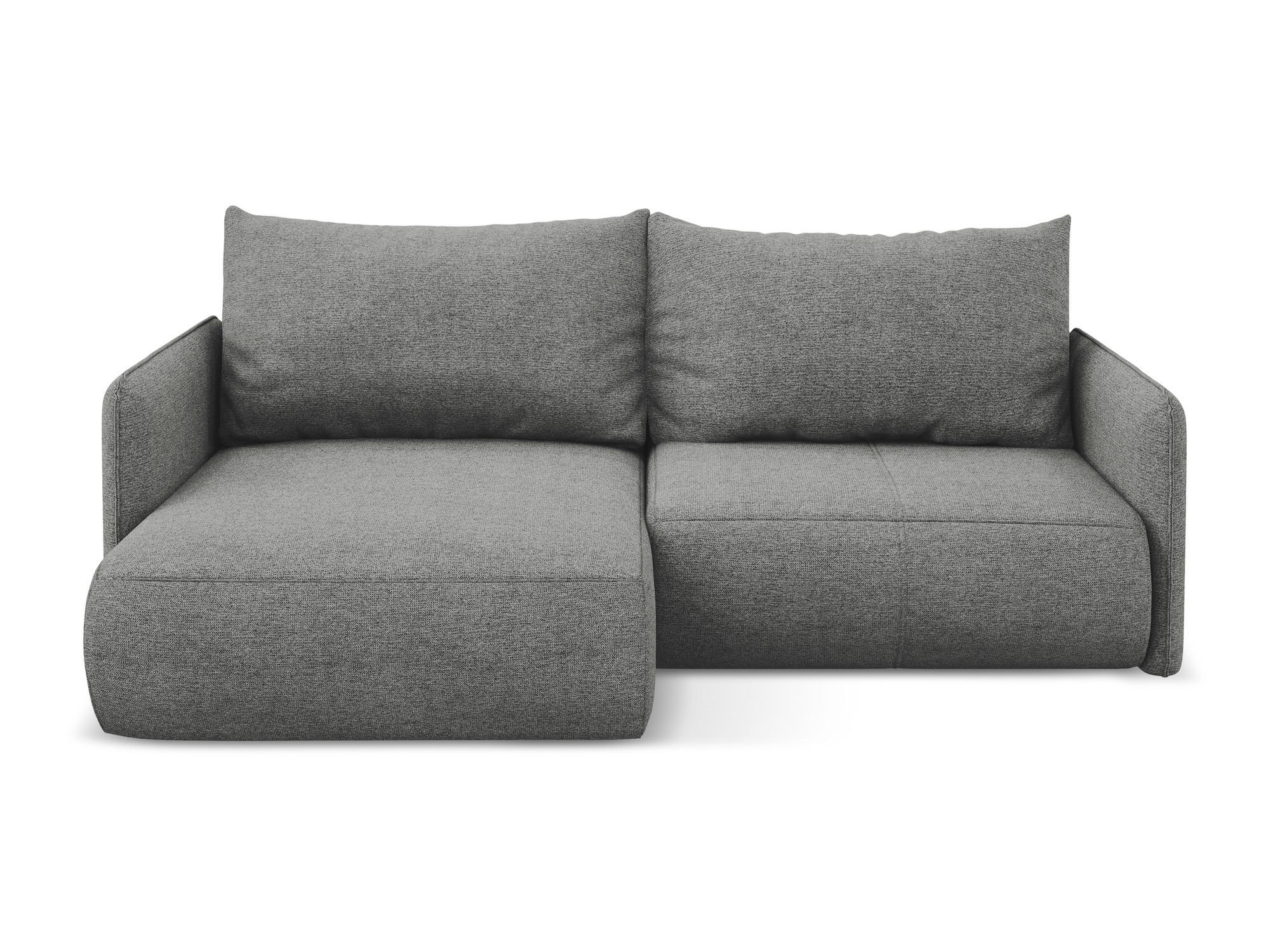 ECKSOFA mit Schlaffunktion Chenille Stoff Grau - Schieferfarben/Schwarz, Kunststoff/Textil (148/207cm) - Makamii