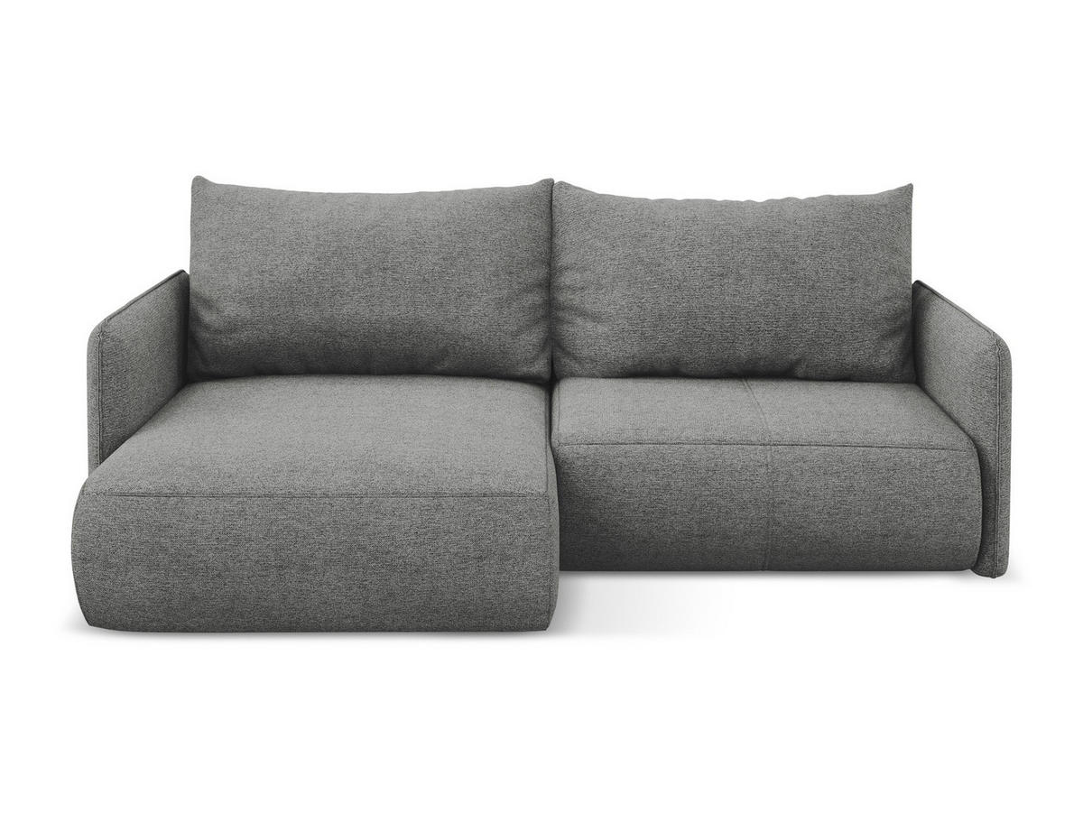 ECKSOFA mit Schlaffunktion Chenille Stoff Grau - Schieferfarben/Schwarz, Kunststoff/Textil (148/207cm) - Makamii