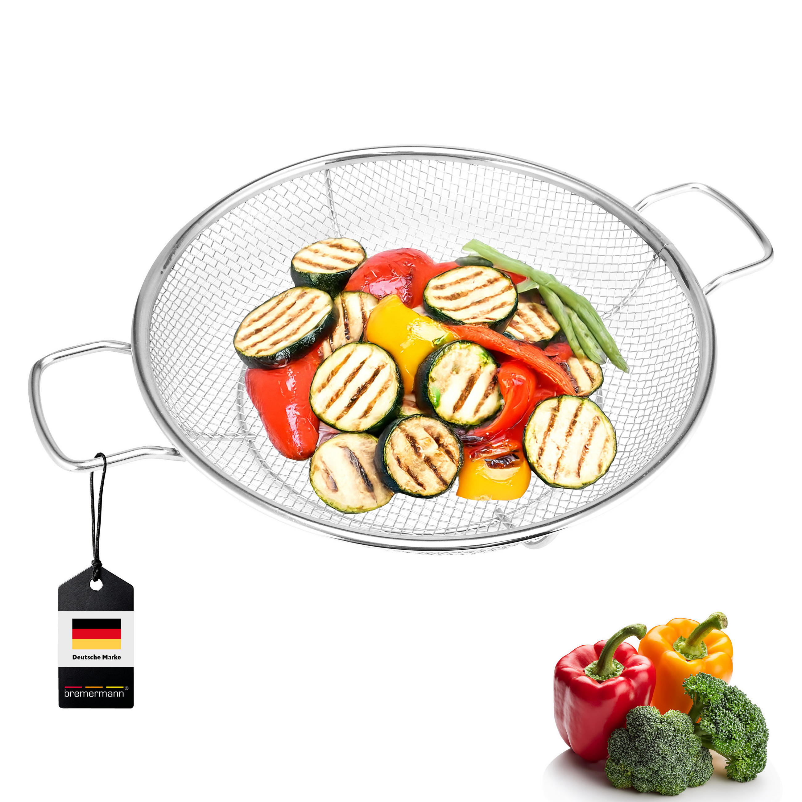 GRILLKORB, silber, Edelstahl - Edelstahlfarben, Metall (37.5/30/30cm) - bremermann