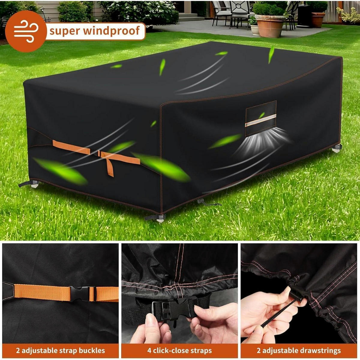 ABDECKHAUBE Gartenmöbel 270 x 180 x 89 cm Schwarz - Schwarz, Textil (270/89/180cm)