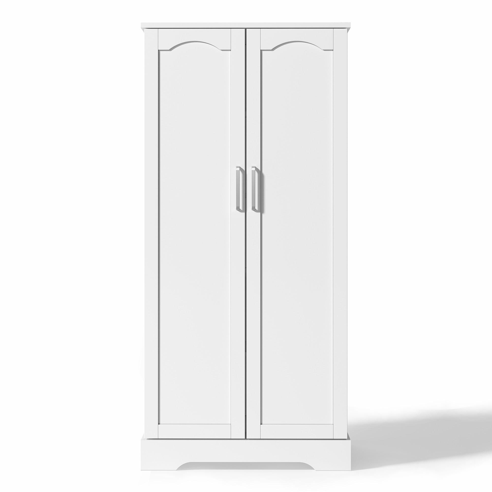 ANRICHTE mit 2 Türen, LED-Beleuchtung und verstellbaren Einlegeböden, 60 x 35 x 128 cm, Weiß, MDF - Weiß, Holzwerkstoff (60/128/35cm) - SONNENH