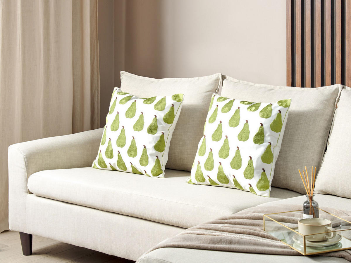 DEKOKISSEN 2er-Set Grün 45/45 cm Trachelium - Grün, Textil (45/45cm) - Beliani