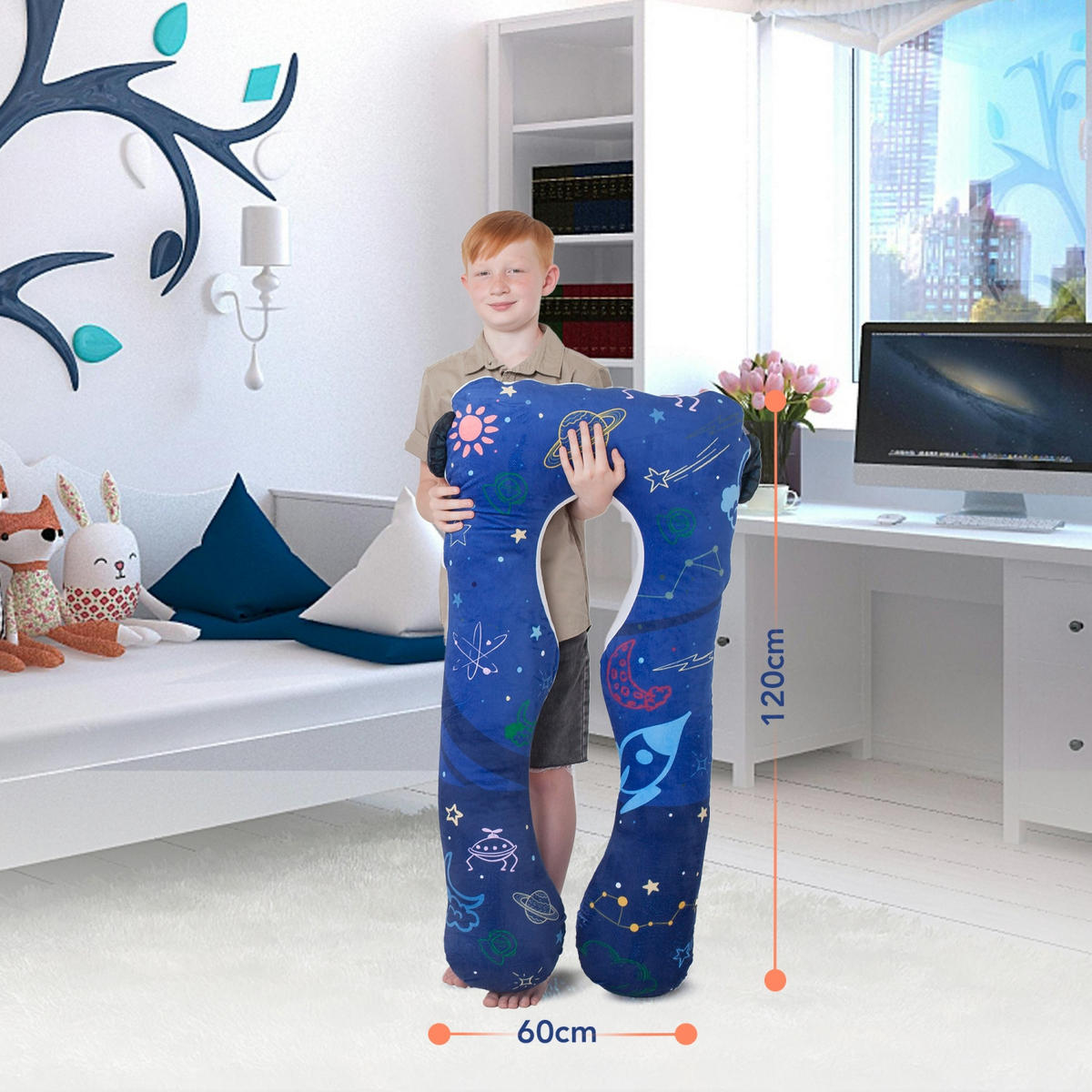 KISSEN für Kinder- Astronaut - Dunkelblau, Textil (60/120cm) - KomfortKissen