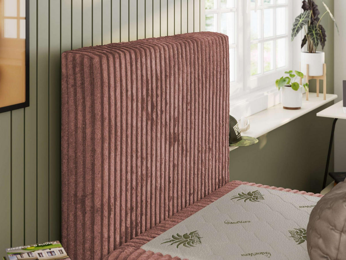 JUGENDBETT TILIO 90/200 - Rosa - H4 - Links Seite - Rosa, Textil (90/200cm) - MKS