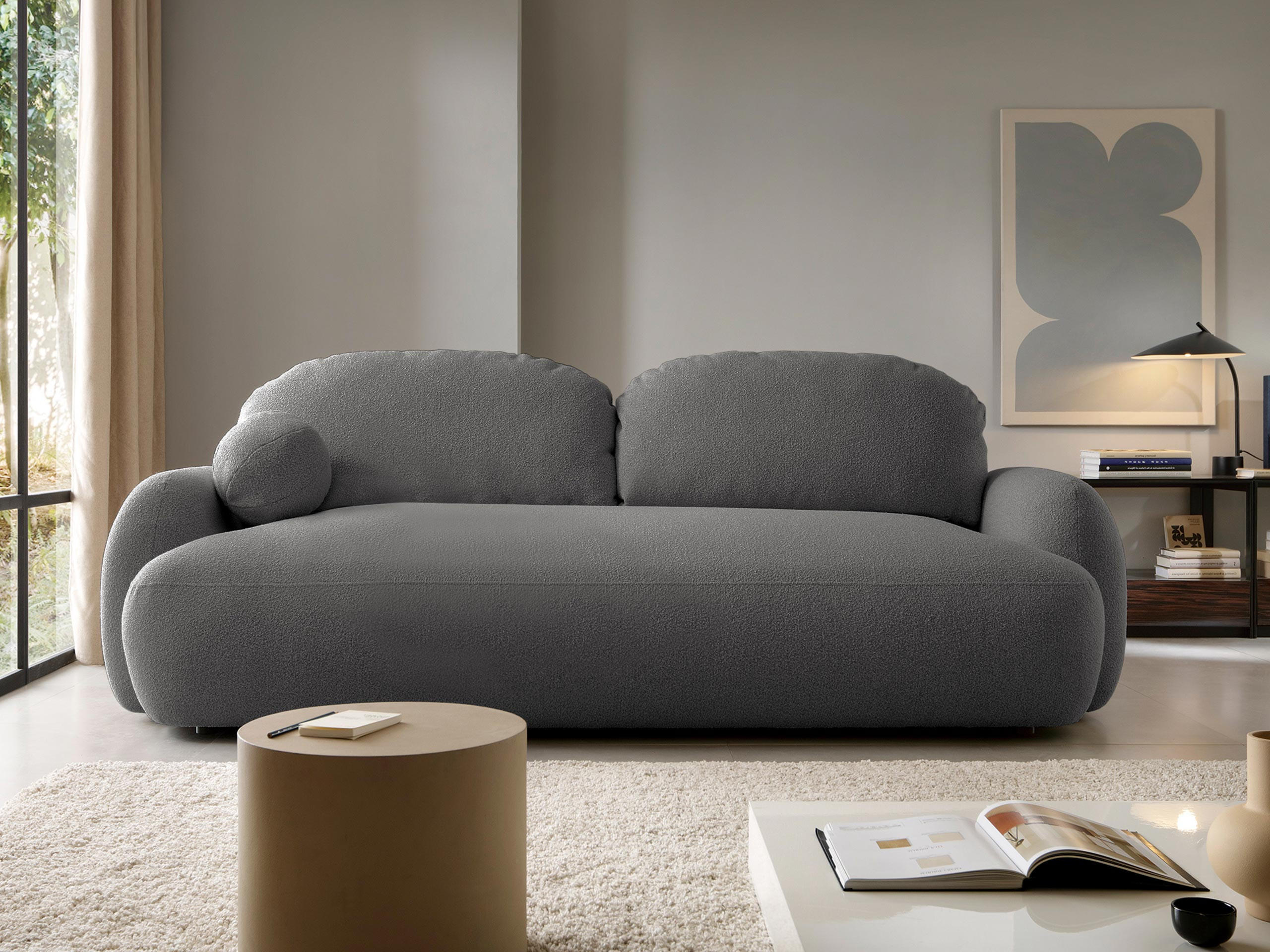 SCHLAFSOFA Mayo - Schwarz/Grau, Holzwerkstoff/Kunststoff (256/85/115cm) - MIRJAN24