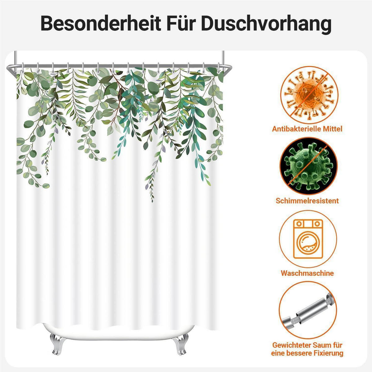 DUSCHVORHANG Blätter Grün 120 x 200 cm - Grün, Textil (120/200cm)