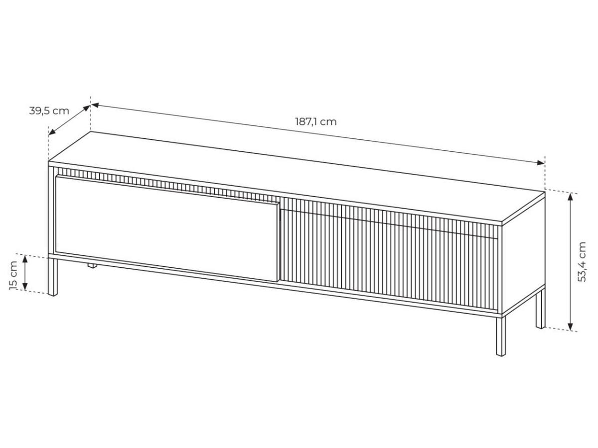 TV-SCHRANK Beige 187 cm Sorano - Beige, Naturmaterialen/Metall (187/54/40cm) - Graingold