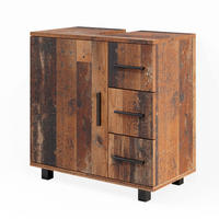 WASCHBECKENUNTERSCHRANK Ilias Eiche rustikal 60 x 60 cm mit Tür und 3 Schubladen - Wildeiche, Holzwerkstoff (60/60.8/33cm) - Vicco