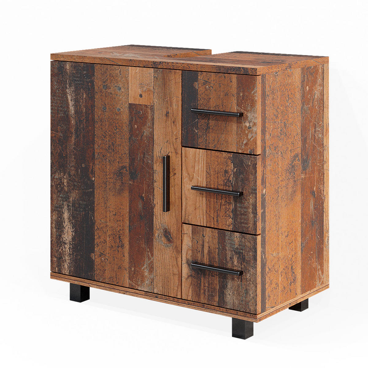 WASCHBECKENUNTERSCHRANK Ilias Eiche rustikal 60 x 60 cm mit Tür und 3 Schubladen - Wildeiche, Holzwerkstoff (60/60.8/33cm) - Vicco