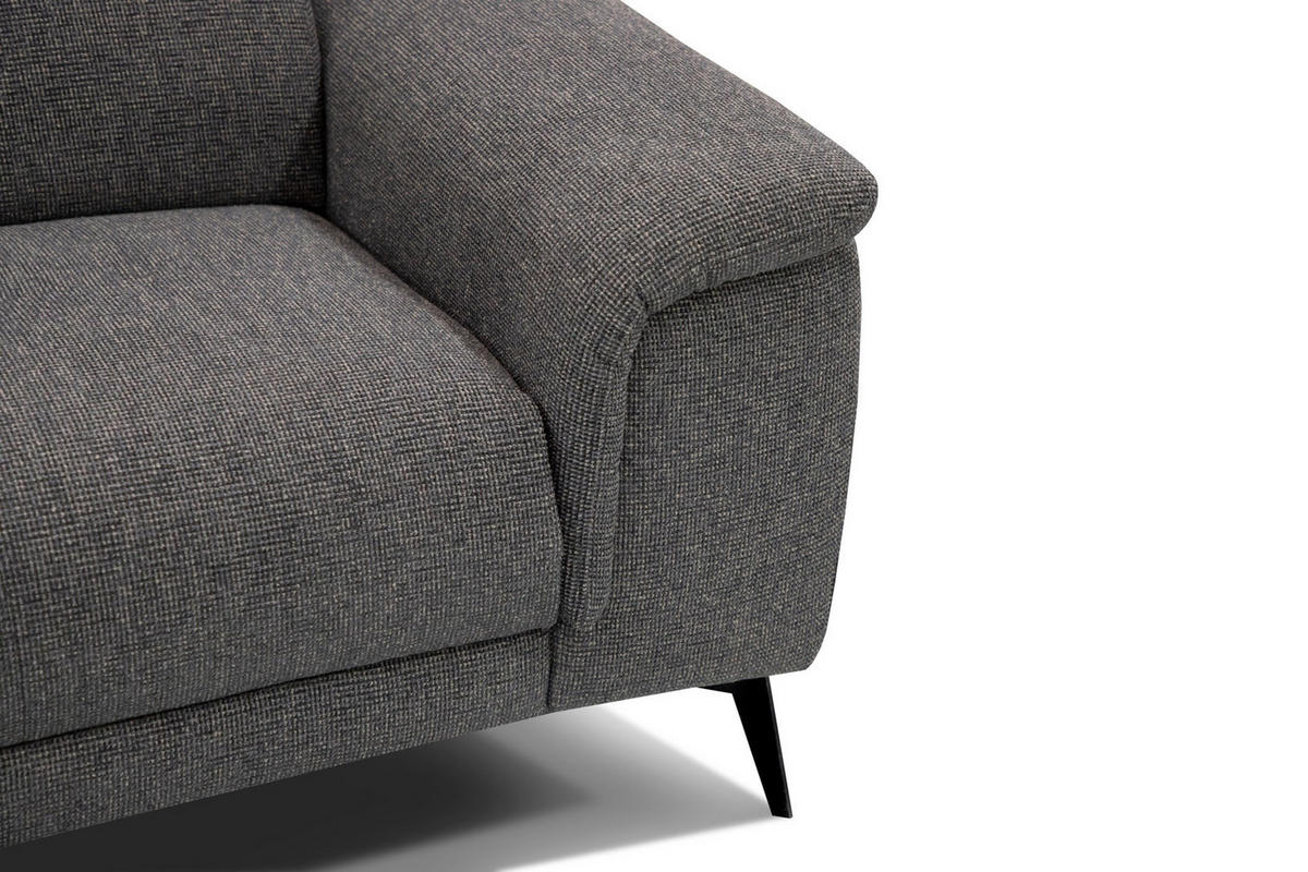 RELAXSOFA FIERO 3-Sitzer mit 1 Relaxfunktion, dunkelgrau - Dunkelgrau/Schwarz, Holzwerkstoff/Textil (212/82/103cm) - Courtois Laville