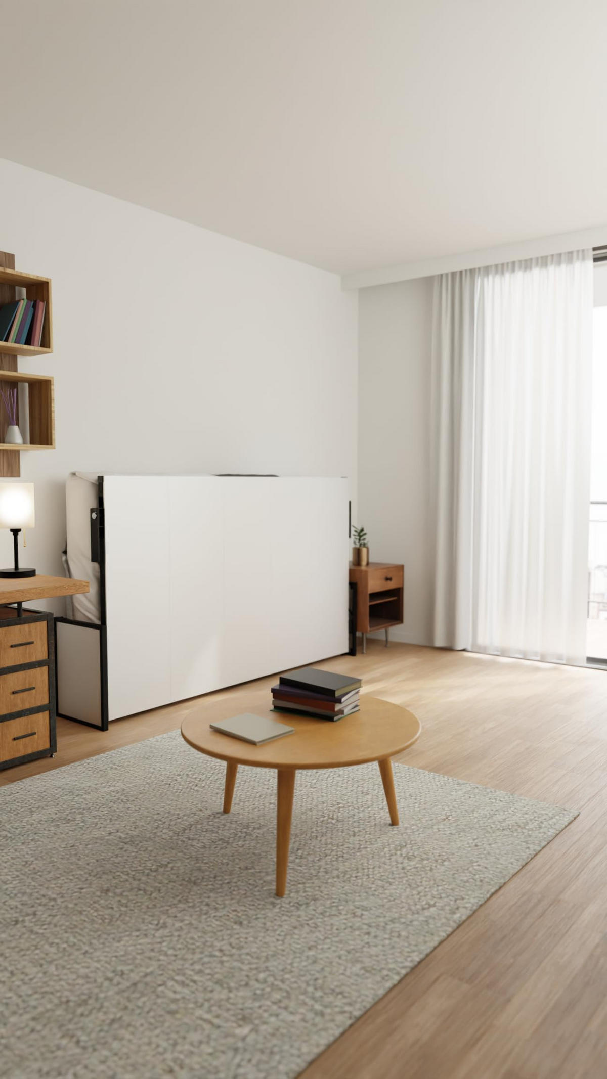 SCHRANKBETT Morphy Studio Modulares SizeFlex- und TypeFlex-System - 120x190, Horizontal - Schwarz, Metall (190/120cm) - WallBedKing