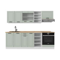 KÜCHENZEILE R-Line, Mint Landhaus/Weiß, 240 cm Arbeitsplatte Goldkraft Eiche - Weiß/Grün, Holzwerkstoff (240/206.8/60cm) - Vicco