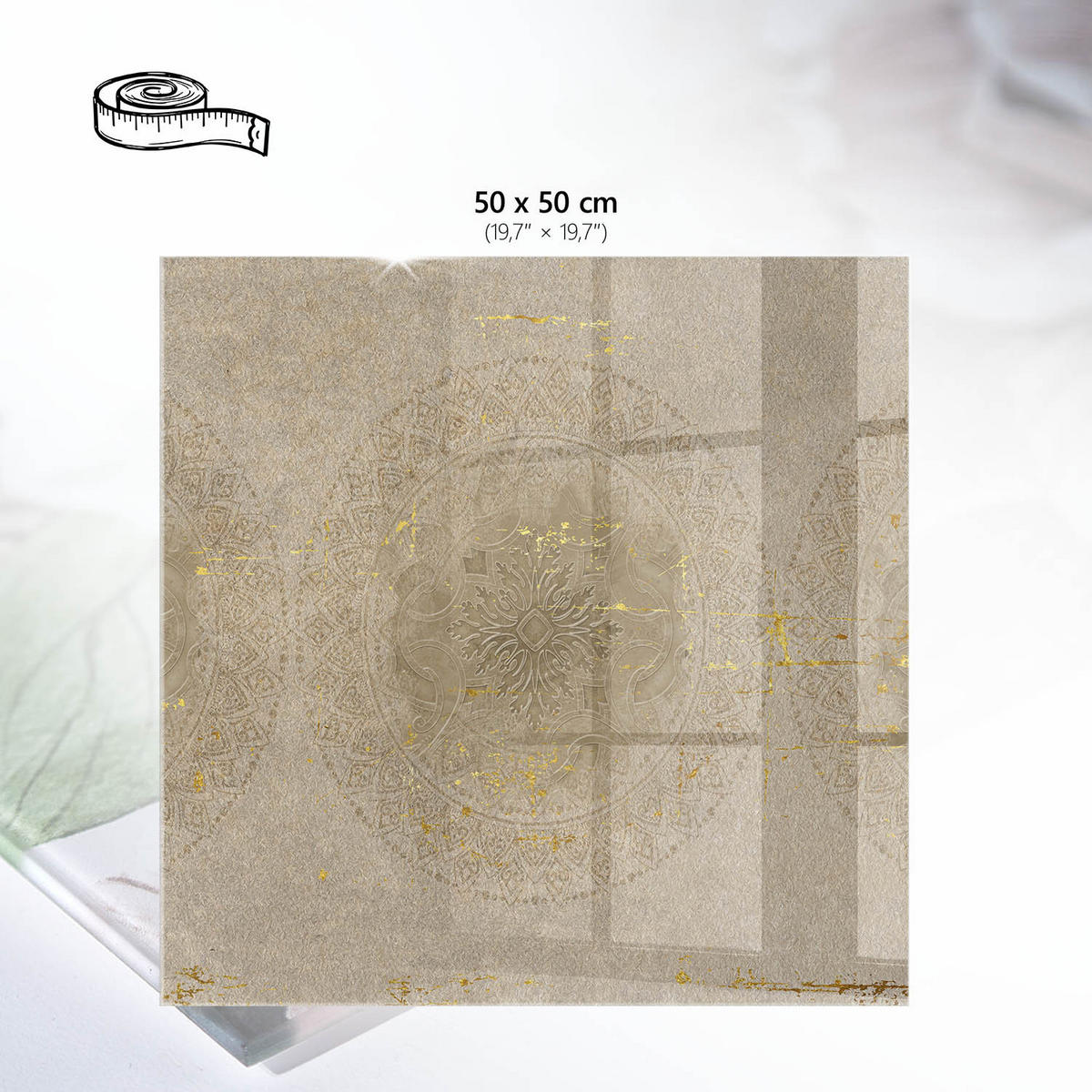 TISCHPLATTE 50x50 cm – Mandala-Ornamente - Braun, Glas (50/50/0.4cm) - Wallfluent