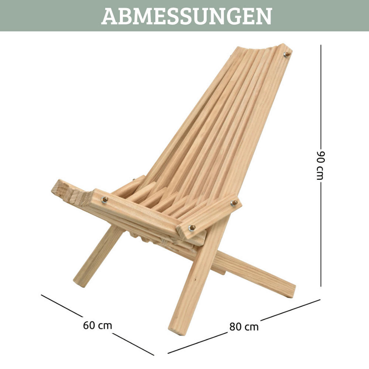 LIEGESTUHL skandinavischHolz ENNO Sonnenliege - Braun, Holz (60/90/80cm) - DELUKE