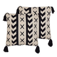 DEKOKISSEN 2er-Set Beige 45/45 cm Deadnettle - Beige, Naturmaterialien/Textil (45/45cm) - Beliani
