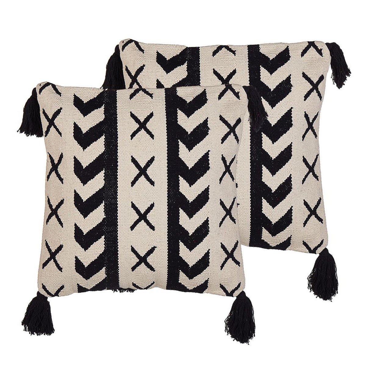 DEKOKISSEN 2er-Set Beige 45/45 cm Deadnettle - Beige, Naturmaterialien/Textil (45/45cm) - Beliani