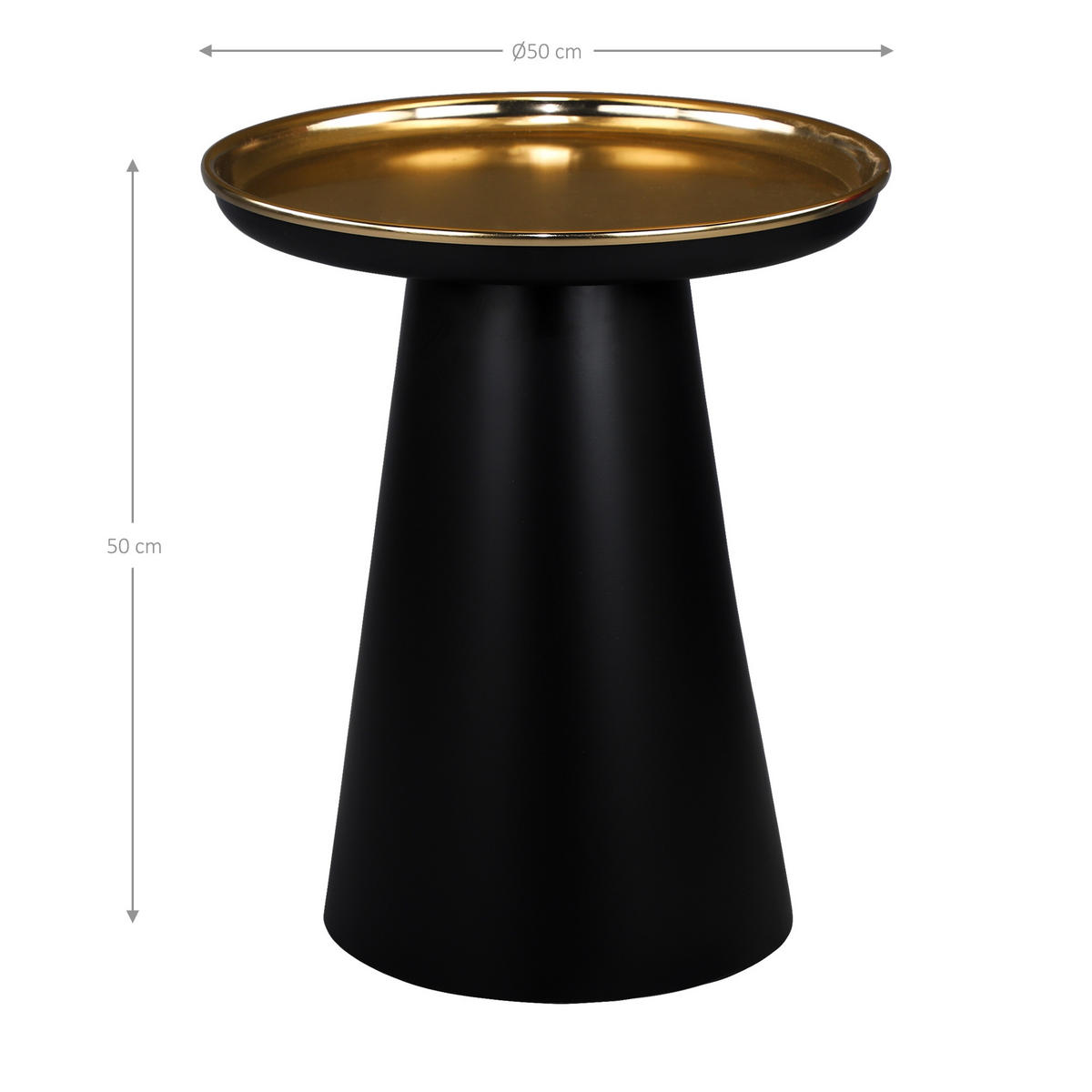 BEISTELLTISCH rund Gold/Schwarz Ø 50 cm - Goldfarben, Metall (50/50/50cm) - WOMO-DESIGN
